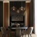 Modern calm dining room with round black table, neutral velvet chairs, and warm pendant lighting showcasing elegant table setting ideas for every season.